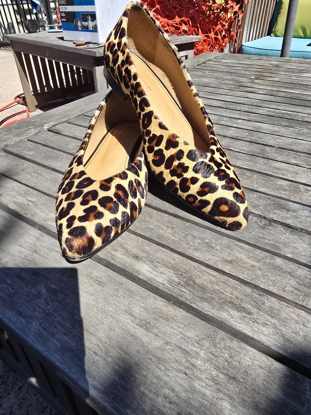 French Connection Leopard Print Pointed Toe Flats in Tan and Black